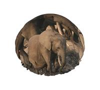 Cuffie da bagno riutilizzabili per donna Capelli lunghi Elefante della foresta africana Cappello da a impermeabile a doppio strato stampato