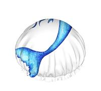 Cuffie da doccia a sirena Sagoma di sirena blu Bella ragazza Coda di pesce di mare Capelli Sott'acqua Donna Riutilizzabile Copricapo a doppio strato Cappello da doccia morbido per tutta la lunghezza