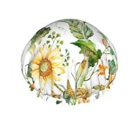 Cuffie da doccia con girasole e mais donne uomini riutilizzabili impermeabili antiscivolo capelli ad asciugatura rapida grande cuffia lunga capelli corti