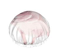 Cuffie da doccia con maialino acquerello rosa salvadanaio floreale ghirlanda piccolo animale carino animale domestico divertente natura donne riutilizzabili doppio strato copertura per capelli morbi