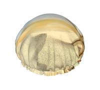 Cuffie da doccia moderne con stella marina e corallo sulla spiaggia sabbiosa per donne, cuffie da bagno elastiche e riutilizzabili, cuffia da doccia a doppio strato impermeabile, cuffie da doccia da