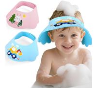 Cuffie da Doccia per Bambini, 2PCS Cappello Doccia Bambini in morbido EVA con chiusura regolabile in velcro, visiera shampoo, protezione per occhi, orecchie e naso durante il lavaggio (Blu & Rosa)