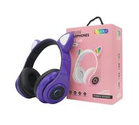Cuffie da gaming Bluetooth 5.0 creative con orecchie da gatto, cancellazione del rumore, microfono e batteria ricaricabile - Compatibili con