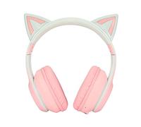 Cuffie da Gioco Bluetooth Cat Ear Cuffie Pieghevoli Wireless con Luce a LED (Rosa)