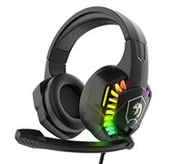 Cuffie da gioco cablate con retroilluminazione RGB arcobaleno, microfono retrattile con isolamento acustico, suono stereo, bassi profondi, paraorecchie in memory foam, cuffie over-ear per PS4, Xbox