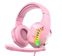 Cuffie da gioco cablate con retroilluminazione RGB arcobaleno, microfono retrattile con isolamento acustico, suono stereo, bassi profondi, paraorecchie in memory foam, cuffie over-ear per PS4, Xbox