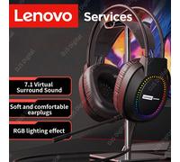 Cuffie da gioco cablate Lenovo, audio surround 7.1, microfono da gaming, illuminazione RGB, adatte per desktop e laptop, connessione USB FumettoABS
