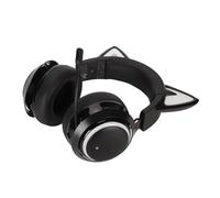 Cuffie da Gioco Cat Ear Cuffie Bluetooth Wireless con Luce RGB con Microfono Ruotabile a 120 Gradi per PC e Laptop (BLACK)