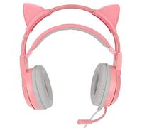 Cuffie da Gioco Cat Ear SYG25, Cuffie da Gioco USB+3,5 Mm Eleganti e Confortevoli per PC, One, Giochi (Roseo)