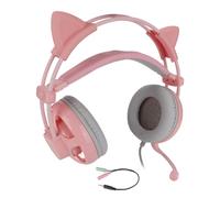 Cuffie da gioco con orecchie da gatto ed effetti RGB, suono surround virtuale 7.1, cancellazione del rumore, microfono, USB, rosa, circumaurali,