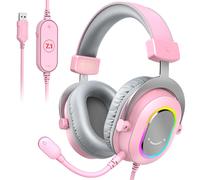 Cuffie da gioco FIFINE con controllo audio surround/microfono/linea RGB/7.1, cuffie over-ear USB per giocatori/PC/PS4/PS5 Ampligame H6P
