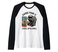 Cuffie da Gioco Game Paw-s Level Up & Chill Cute Cat in Stile retrò Maglia con Maniche Raglan