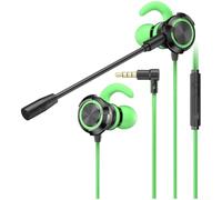 Cuffie da gioco Shark con doppio microfono tipo C e auricolari con cancellazione del rumore da 3,5 mm, cavo verde da 1,2 m, diaframma in fibra di carbonio, suono surround per telefono cellulare