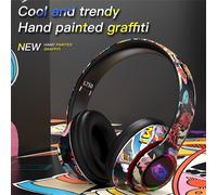 Cuffie da gioco wireless Bluetooth Livrdious con luci LED effetto graffiti, microfono integrato, compatibili con iOS e Android.