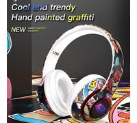 Cuffie da gioco wireless Bluetooth Livrdious con luci LED effetto graffiti, microfono integrato, compatibili con iOS e Android.