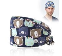 Cuffie da Infermiera,Cuffia sala operatoria, Berretto Chirurgico Regolabile con Bottone Berretto da Lavoro Berretto da Infermiera Orso Cotone Berretto Unisex con Cappuccio Antipolvere(con Bottoni)