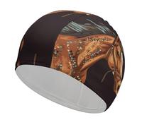 Cuffie da nuoto ad alta elasticità Abstract Kitty per adulti, cuffie da nuoto antiscivolo e impermeabili, cappellino da nuoto per capelli lunghi, cappellino da nuoto per donne