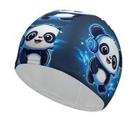 Cuffie da nuoto con motivo panda bianco e nero per donna e uomo, unisex, facili da indossare e togliere, comode cuffie da nuoto per il tempo libero
