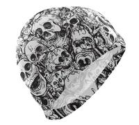Cuffie da nuoto divertenti con teschio per adulti unisex per capelli corti impermeabili per il nuoto Protezione dei capelli e riduzione della resistenza gorras para nadar de mujer