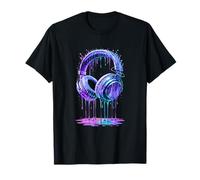Cuffie DJ Gamer Musica Colorata Vernice Drip Art Maglietta