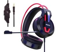 Cuffie Gaming Cablate con Microfono Cancellazione del Rumore, Audio Surround 7.1, Driver 50 mm, Jack 3.5 mm, Leggere e Comfort con LED, Compatibili con PC//Xbox One/PS4/Nintendo Switch, Colore Rosso