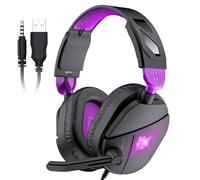 Cuffie Gaming, Cuffie Gaming Cablate con Microfono Cancellazione del Rumore, 3D Surround Sound, Cuffie Comfort con LED RGB, Archetto Regolabile, Jack Audio 3.5 mm, Cavo 1.8m, PS4 PS5 PC One Mac Switch