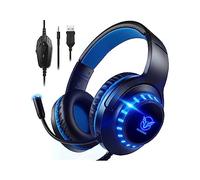 Cuffie Gaming per PS4 Cuffie PS4 Giochi con Microfono per Xbox One,PS5,PS4,Switch,PC,Mac Lampada LED Stereo Bass 3.5mm Surround Sound 7.1 Laptop Tablet Cuffie per Bambini(Nero Blu)