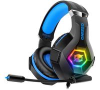 Cuffie Gaming PS4 PS5 PC Xbox One, Cuffie con Microfono Cancellazione del Rumore, 3D Surround Sound, Cuffie Comfort con LED RGB