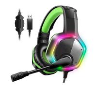 Cuffie Gaming USB con Cavo Suono Surround 7.1 Microfono Antirumore Verde