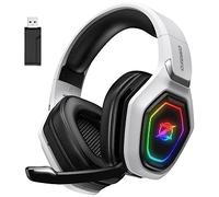 Cuffie Gaming Wireless per PC/Ps5/Ps4, 2,4GHz Wireless+5.3 Bluetooth, Cuffie con Microfono 7.1 Qualità Audio Senza Perdita di Bassa Latenza, Durata di Oltre 30+ Ore