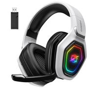 Cuffie Gaming Wireless per PC/Ps5/Ps4, 2,4GHz Wireless+5.3 Bluetooth, Cuffie Wir