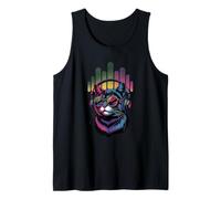 Cuffie gatto con sfumature per amanti della musica Street Art Style Canotta