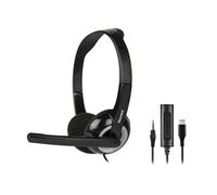 Cuffie Hamlet HHEADMUS-CJ cablate USB-C e jack per ufficio e call center nere