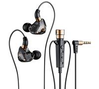 Cuffie HiFi cablate con microfono, auricolari dinamici con cancellazione del rumore, auricolari in-ear, auricolari bassi per lo sport (nero)