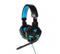 Cuffie iBox X8 cablate headset gaming con illuminazione LED blu, microfono e design circumaurale, nero e blu