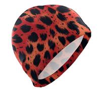 Cuffie impermeabili Animal Skin Leopard Red Black per donna con capelli corti, protezione per i capelli e riduzione della resistenza all'acqua, gorros para natacion
