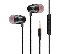 Cuffie in-ear cablate con anello metallico rosso e blu di tipo C per cellulari, universali con controllo della regolazione tramite cavo di grano da