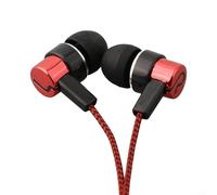 Cuffie in-ear di base, auricolari stereo cablati da 3,5 mm con amplificazione dei bassi, design con isolamento acustico, frequenza di risposta 20Hz-20kHz, impedenza 32 Ohm (rosso)