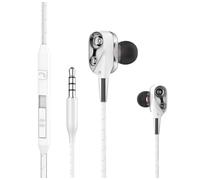 Cuffie In-Ear Stereo Jack 3.5mm CF26 Doppio Speaker Microfono Rosso o Bianco