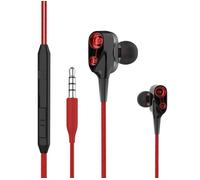 Cuffie In-Ear Stereo Jack 3.5mm CF26 Doppio Speaker Microfono Rosso o Bianco