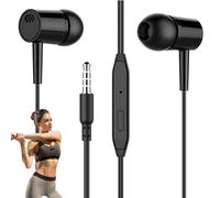 Cuffie intrauricolari per isolamento acustico | Auricolari jack da 3,5 mm per microfono, stereo per bassi pesanti potenti e pesanti emissioni acustiche di alta qualità per casa, tablet, telefono