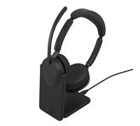 Jabra Evolve3 65 - Cuffie wireless con doppio connettore USB-A e cancellazione attiva del rumore (ANC) | Certificate per le piattaforme UC | Inclusa base di ricarica