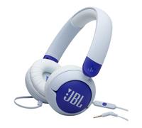JBL Junior 320 Cuffie On-Ear con Filo per Bambini, Microfono Integrato, Safe Sound, Limitatore del Volume, Cuscinetti Morbidi e Spessi 12 mm, Set Adesivi, Design Portatile Pieghevole, Blu
