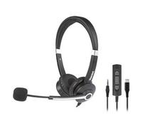 Hamlet Cuffie con filo, con Microfono, ideali per Ufficio / Call Center, Colore Nero - HHEADM-CJS