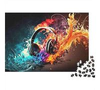 Cuffie Musica Fuoco Puzzle 1000 Pezzi In Resistente E Durevole, Un Busta Di Puzzle A Rompicapo Per Enigma Per Il Relax Mentale, Ideale Per Vacanza Relax, Puzzle 70x50cm/1000pcs