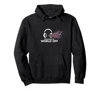 Cuffie On World off Music Lover Felpa con Cappuccio, Unisex per Adulti, Nero, XL