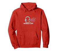 Cuffie On World off Music Lover Felpa con Cappuccio, Unisex per Adulti, Rosso, L