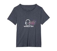 Cuffie On World off Music Lover Maglietta, Donna Plus-Size, Pervinca, 3X