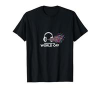 Cuffie On World off Music Lover Maglietta, Uomo, Nero, 3XL