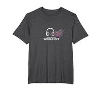 Cuffie On World off Music Lover Maglietta, Uomo Taglie Grandi, Grigio Scuro, 4X Tall